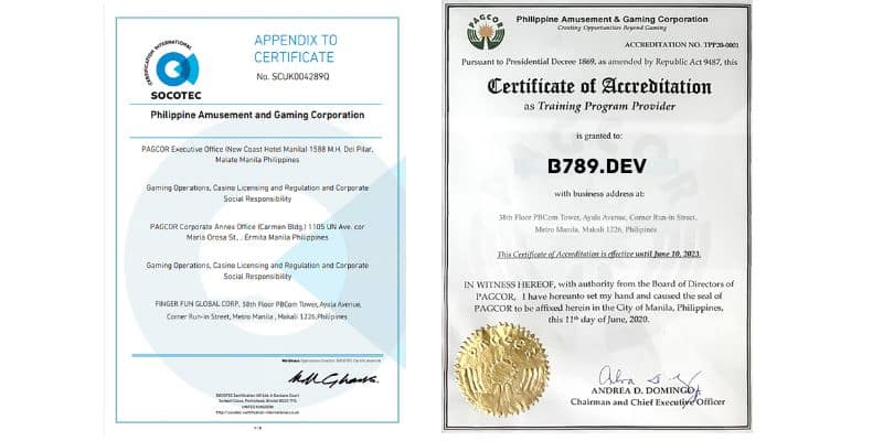 giấy chứng nhận hợp pháp Pagcor